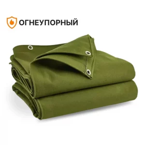 Брезентовый тент огнеупорный 350 гр/м2, размер 4 х 4 м