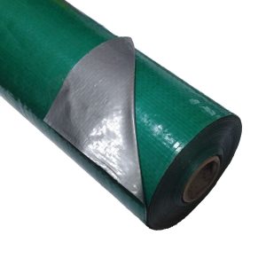 Полотно тарпаулиновое 120 гр/м2, размер 2.1x100м зеленый/серебро